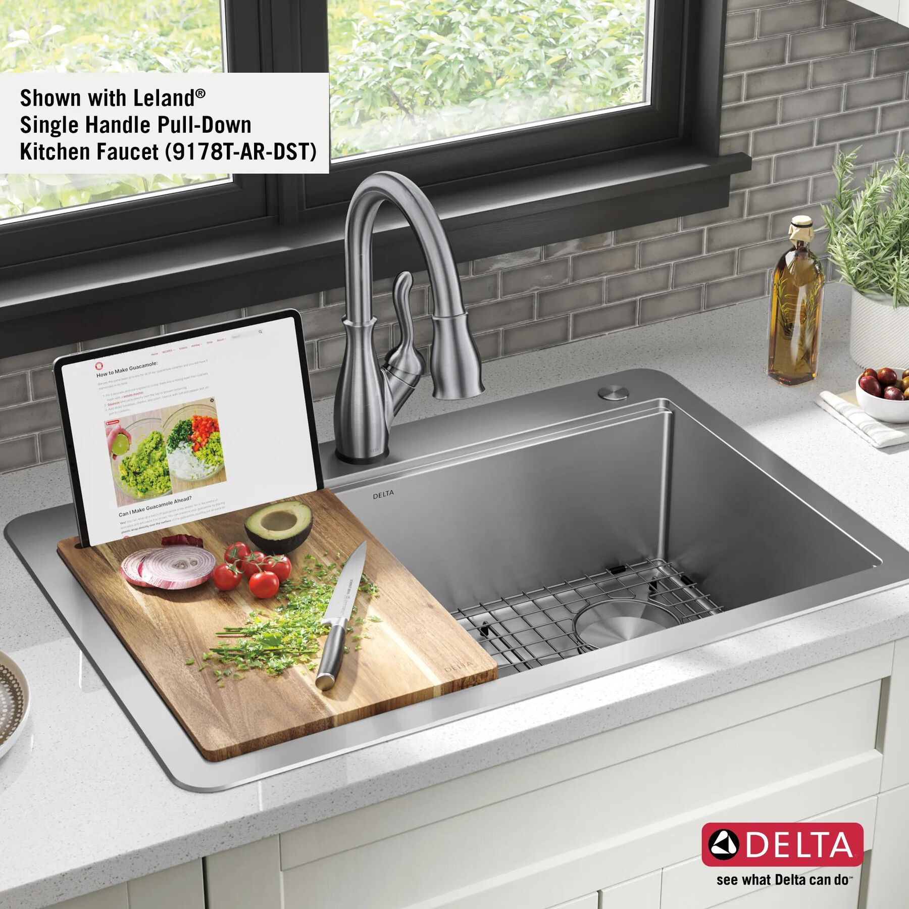 33&rdquo; Workstation Kitchen Sink Drop-In Top Mount Stainless Steel Single Bowl with WorkFlow&trade; Ledge and Accessories